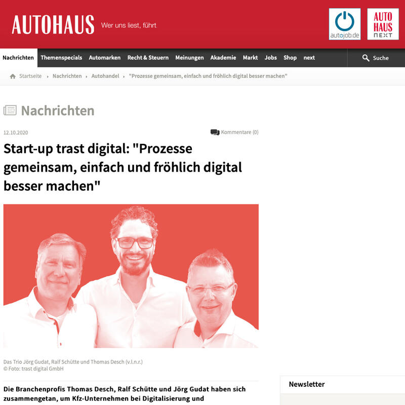 autohaus.de berichtet über die traster • Prozesse gemeinsam, einfach und fröhlich digital besser machen